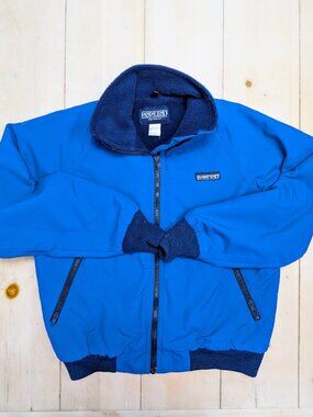 Vintage Lands’ End The Squall Jacket Women’s Medium Blue Fleece Lined USA Made
